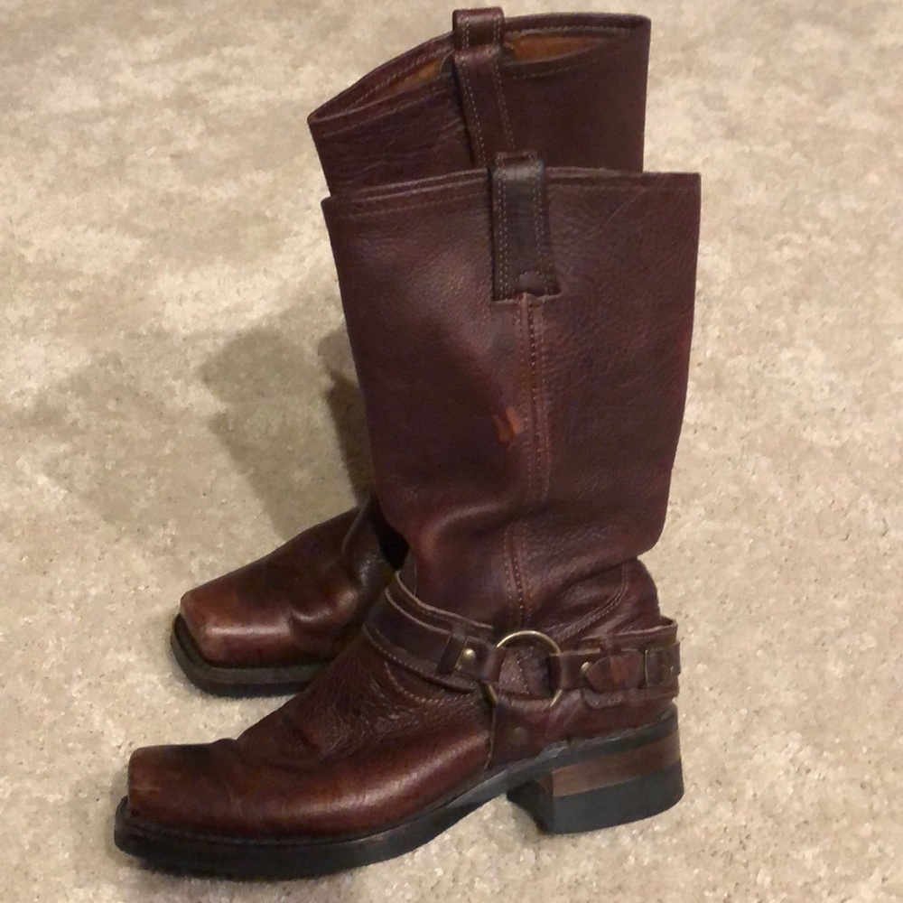 Frye Harness Boots 12R (Square Toe) Brown